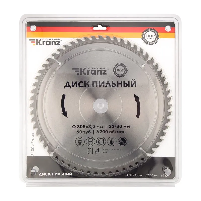 Диск пильный 305 мм х 60 зуб х 32/30 мм KRANZ - Фото 3