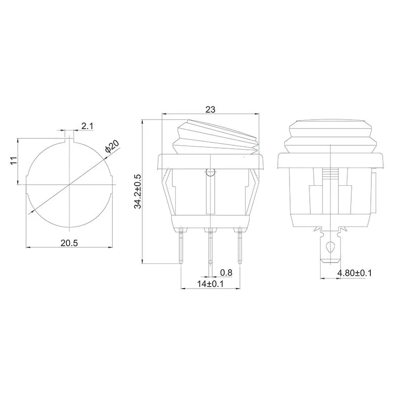 Выключатель клавишный круглый 250V 6А (3c) ON-OFF синий с подсветкой ВЛАГОЗАЩИТА REXANT - Фото 2