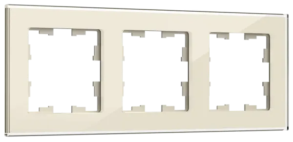 BRITE Рамка 3 -местная РУ-3-2-БрВа стекло ванильный IEK BR-M32-G-K10