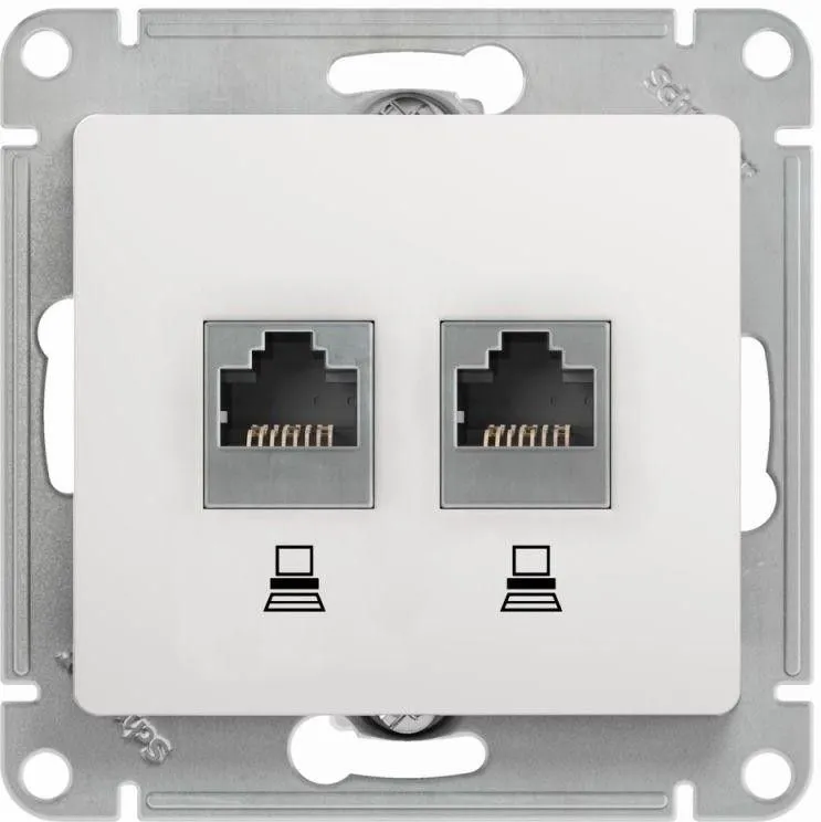 Розетка компьютерная 2-м Glossa RJ45 кат.5E механизм бел. SE GSL000185KK