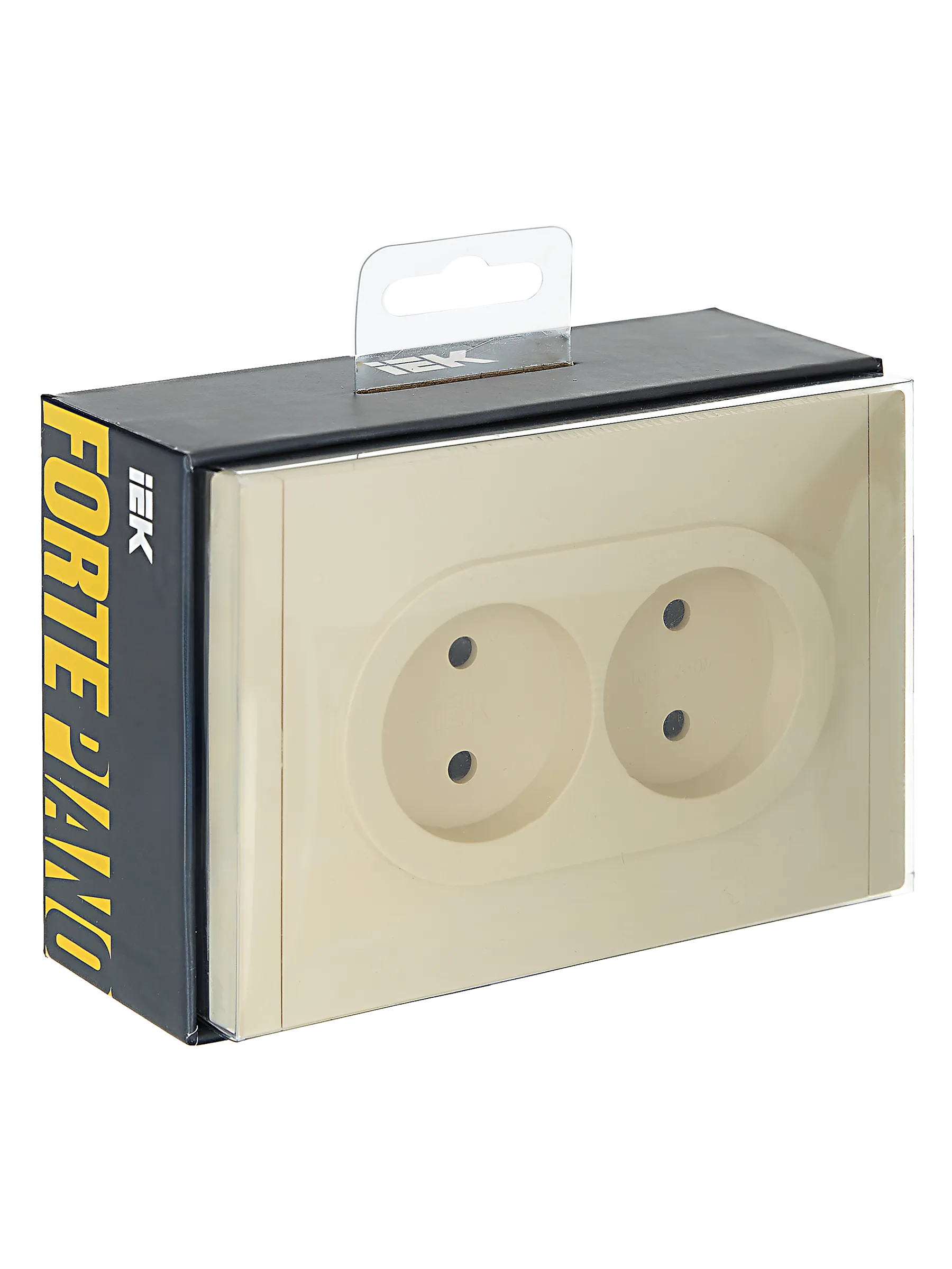 FORTE&PIANO Розетка 2-местная без заземления с защитными шторками безвинтовое крепление 10А FP425 ваниль IEK - Фото 2
