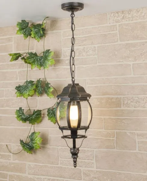 Уличный подвесной светильник IP33 GL 1001H черное золото Elektrostandard