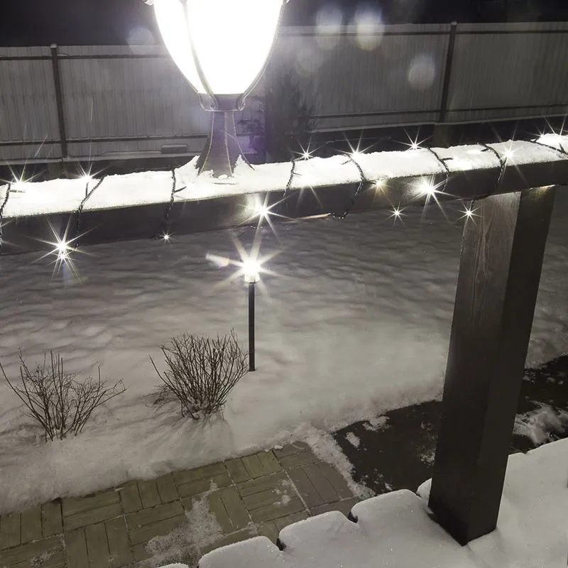 Гирлянда Нить управляемая 10м 100 LED ТЕПЛЫЙ БЕЛЫЙ черный ПВХ IP65 свечение с динамикой 230В нужен контроллер 217-204 NEON-NIGHT - Фото 2