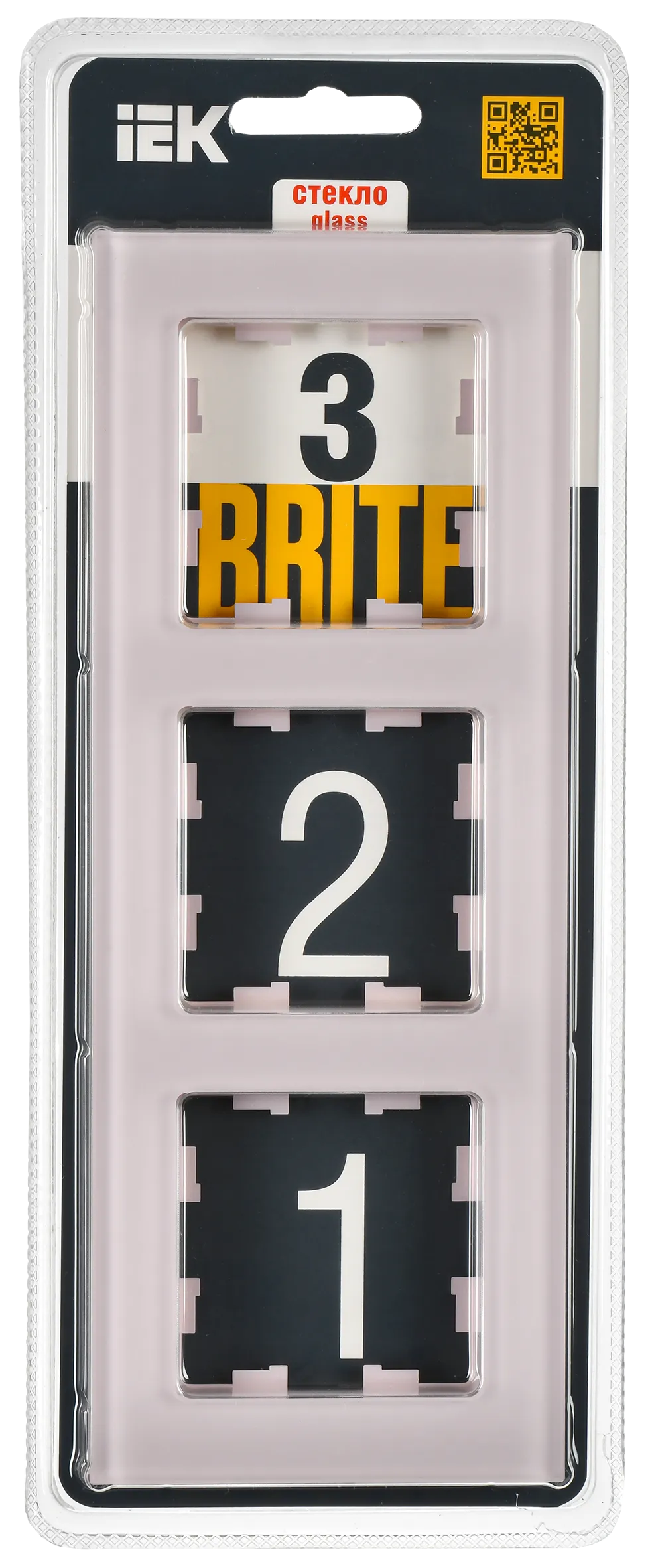 BRITE Рамка 3-местная РУ-3-2-Бр стекло розовый матовый IEK - Фото 2