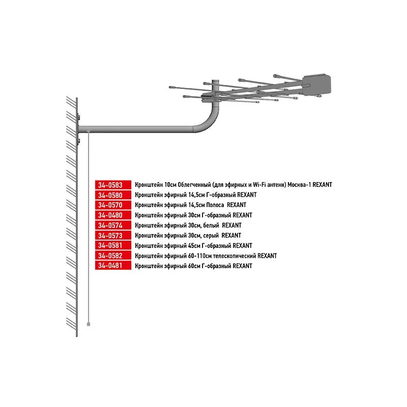 Кронштейн для эфирных и Wi-Fi антенн, Москва-1, облегченный, 10см REXANT - Фото 2