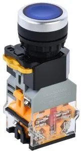 Кнопка управления D8-11D d=22мм 1з+1р с подсветкой синяя IEK BBT30-11D-3-12-K07