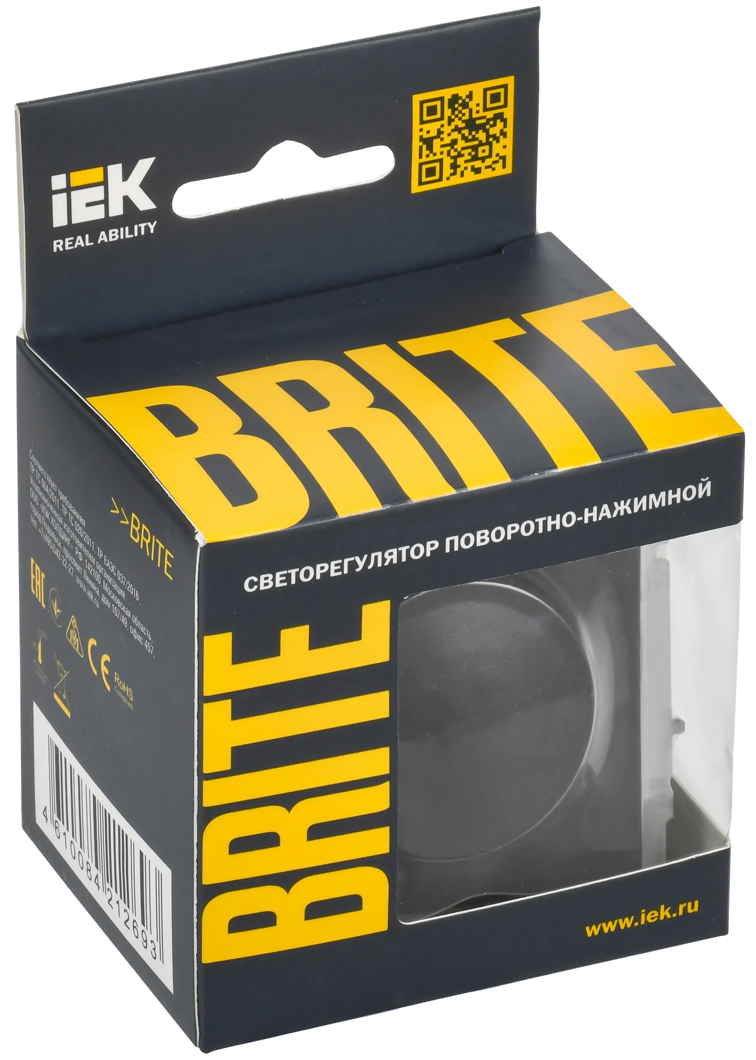 BRITE Светорегулятор поворотно-нажимной 600Вт СС10-1-0-БрЧ черный IEK - Фото 2