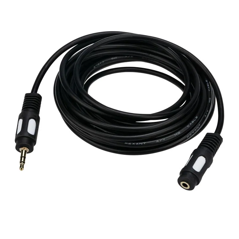 Шнур Стерео 3,5мм гнездо - Стерео 3,5мм штекер, 3м, Gold REXANT - Фото 4