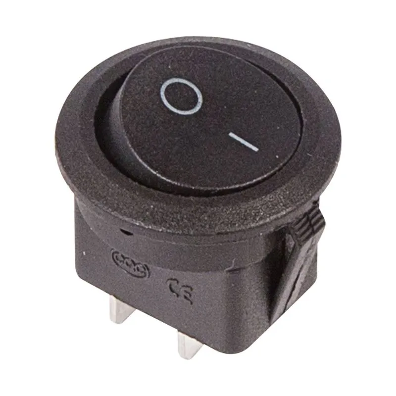 Выключатель клавишный круглый 250В 6А (2с) ON-OFF черный REXANT 36-2550