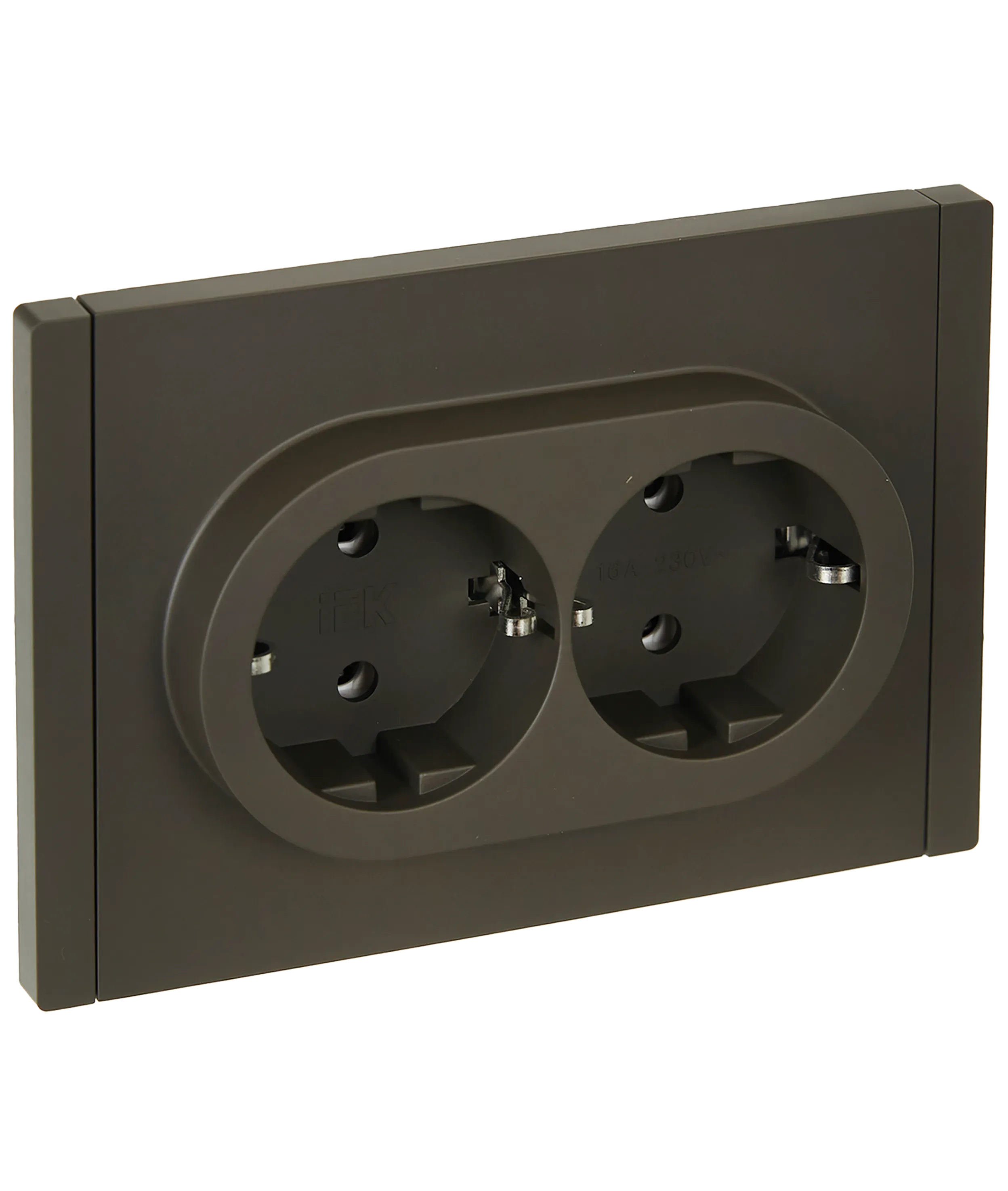 FORTE&PIANO Розетка 2-местная с заземлением без защитных шторок безвинтовое крепление 16А FP324 серый IEK