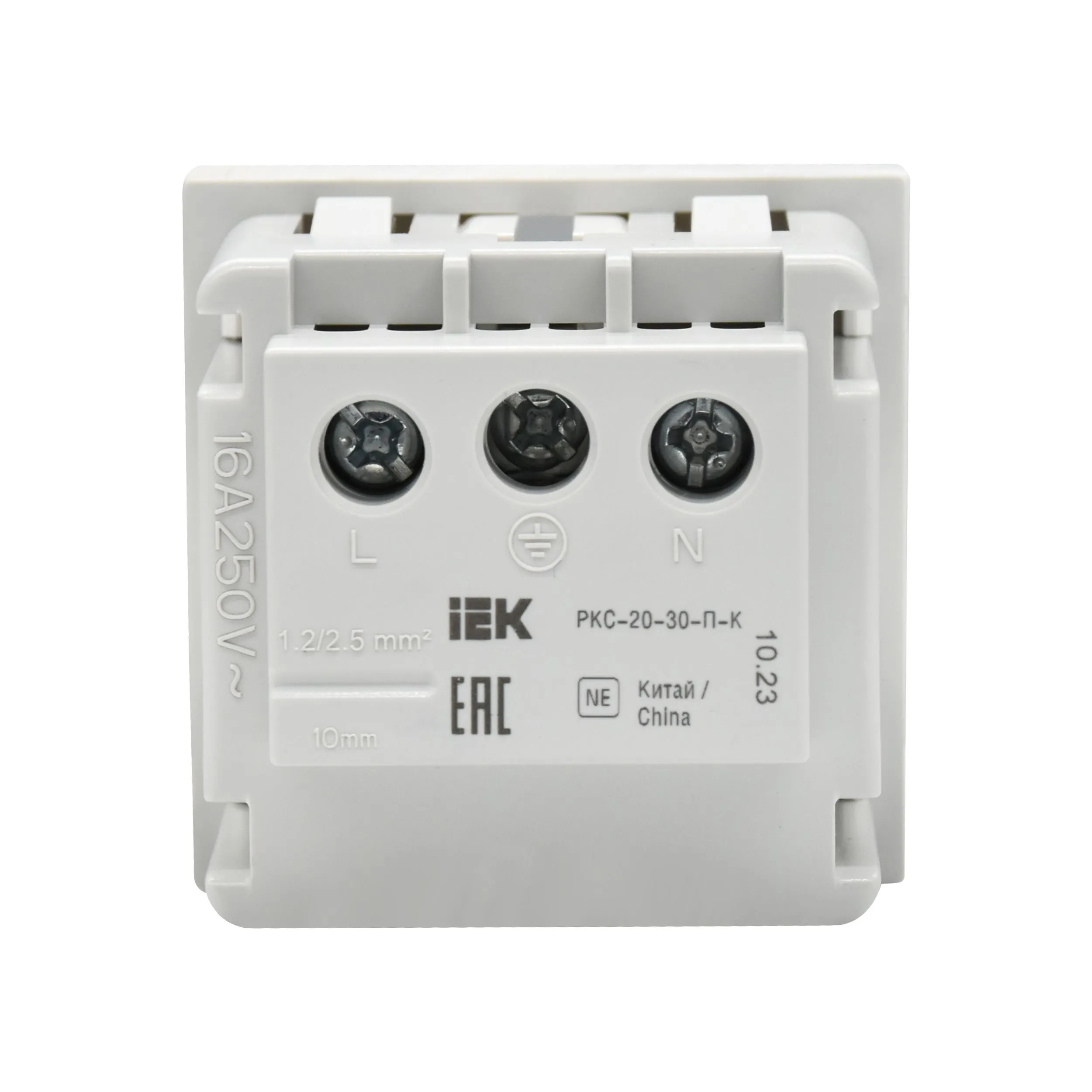 PRIMER РКС-20-30-П-К Розетка с заземляющим контактом защитной шторкой и винтовым зажимом (2 модуля) белая IEK - Фото 4