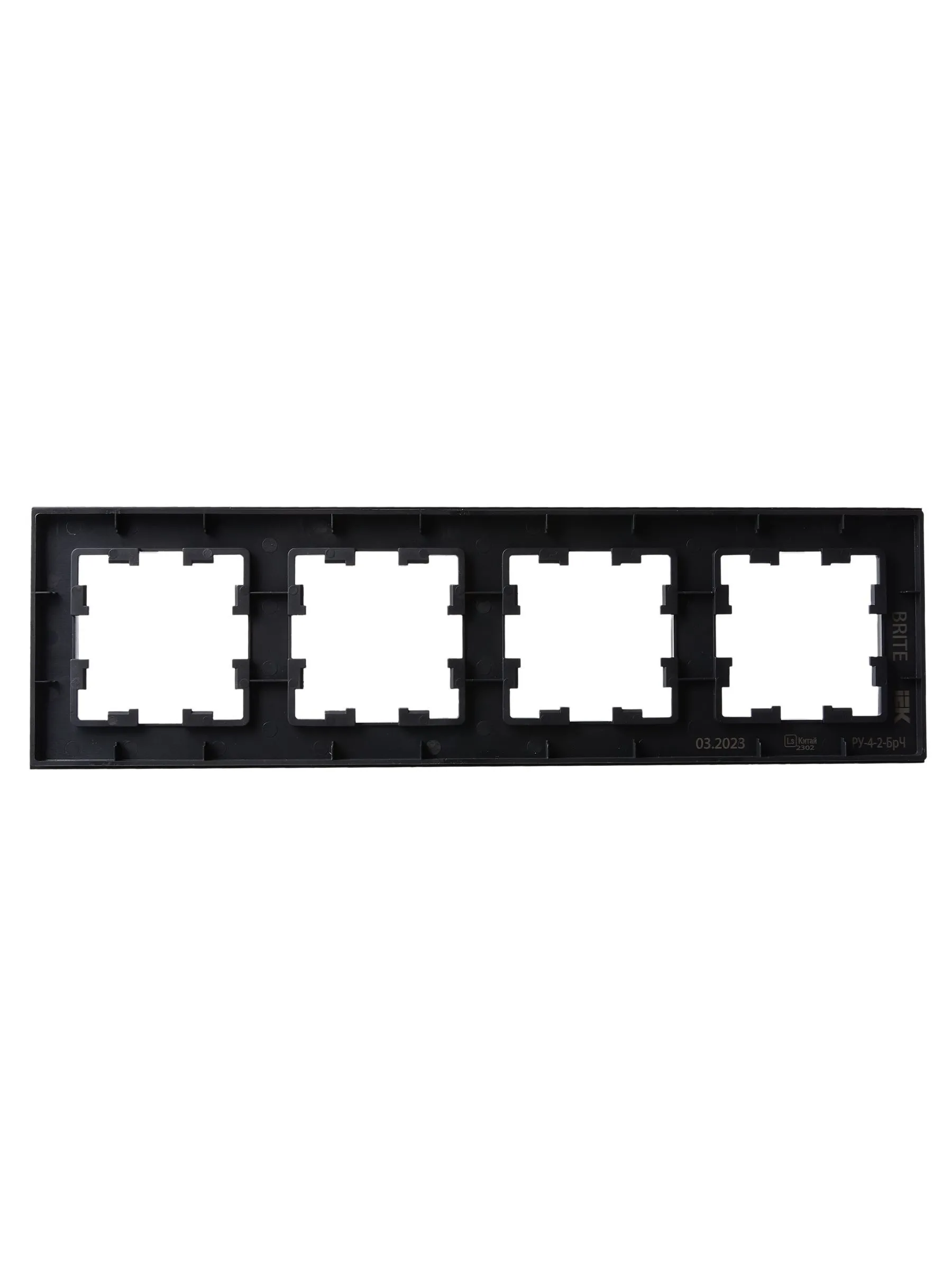 BRITE Рамка 4 -местная РУ-4-2-БрЧ стекло черный IEK - Фото 4