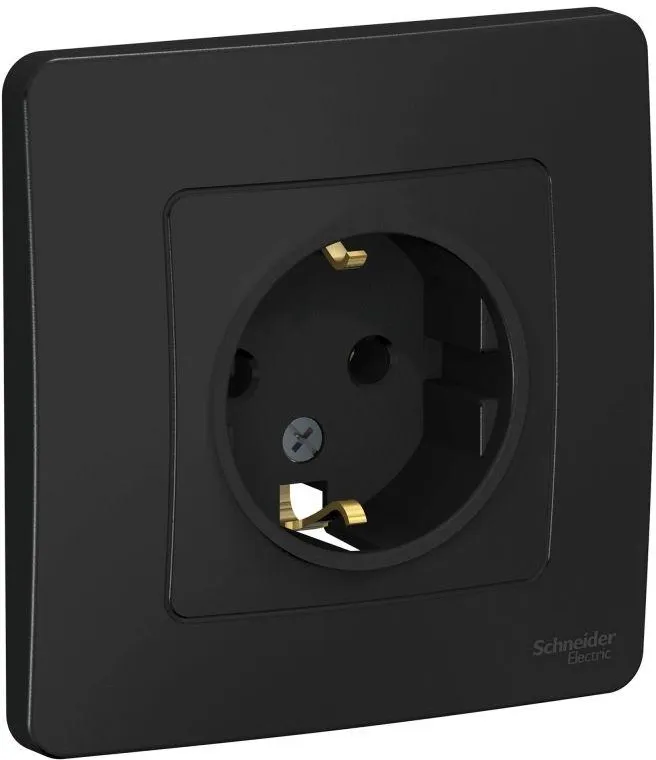 Розетка 1-м СП Blanca 16А IP20 250В с заземл. без защ. шторок антрацит SE BLNRS001016 - Фото 2