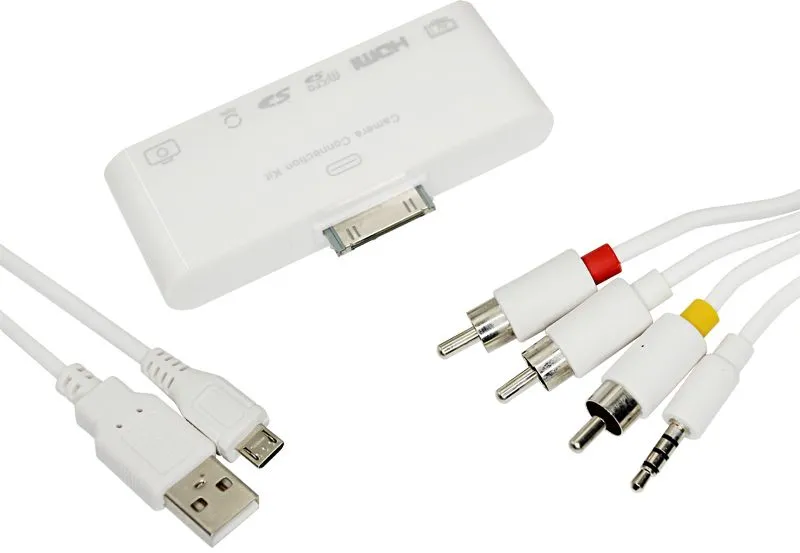 AV адаптер 6 в 1 для iPhone 4/4S на HDMI, USB, microSD, SD, 3.5 мм, microUSB - Фото 2