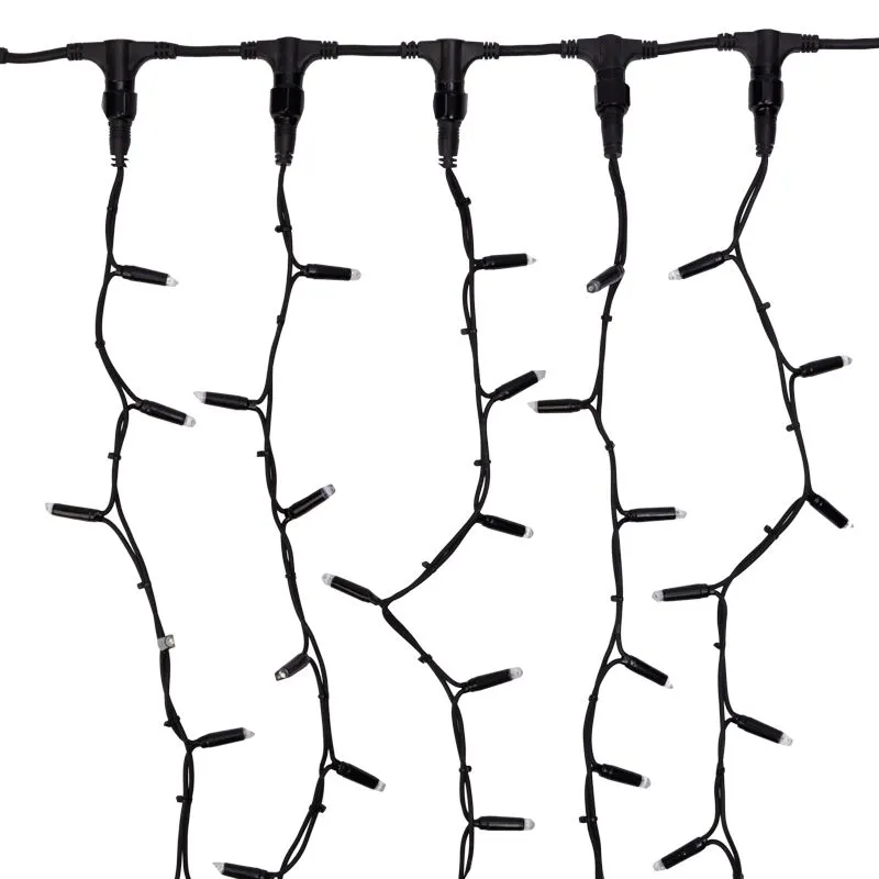 Гирлянда Светодиодный Дождь 2х6м, постоянное свечение, черный провод КАУЧУК, 230 В, диоды БЕЛЫЕ (шнур питания в комплекте) - Фото 4