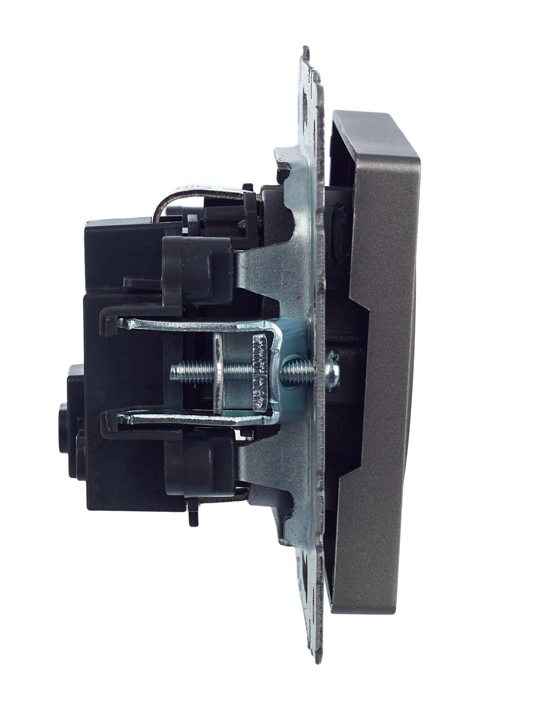 BRITE Розетка 1-местная с заземлением с защитными шторками 16А РС14-1-0-БрС сталь IEK - Фото 7