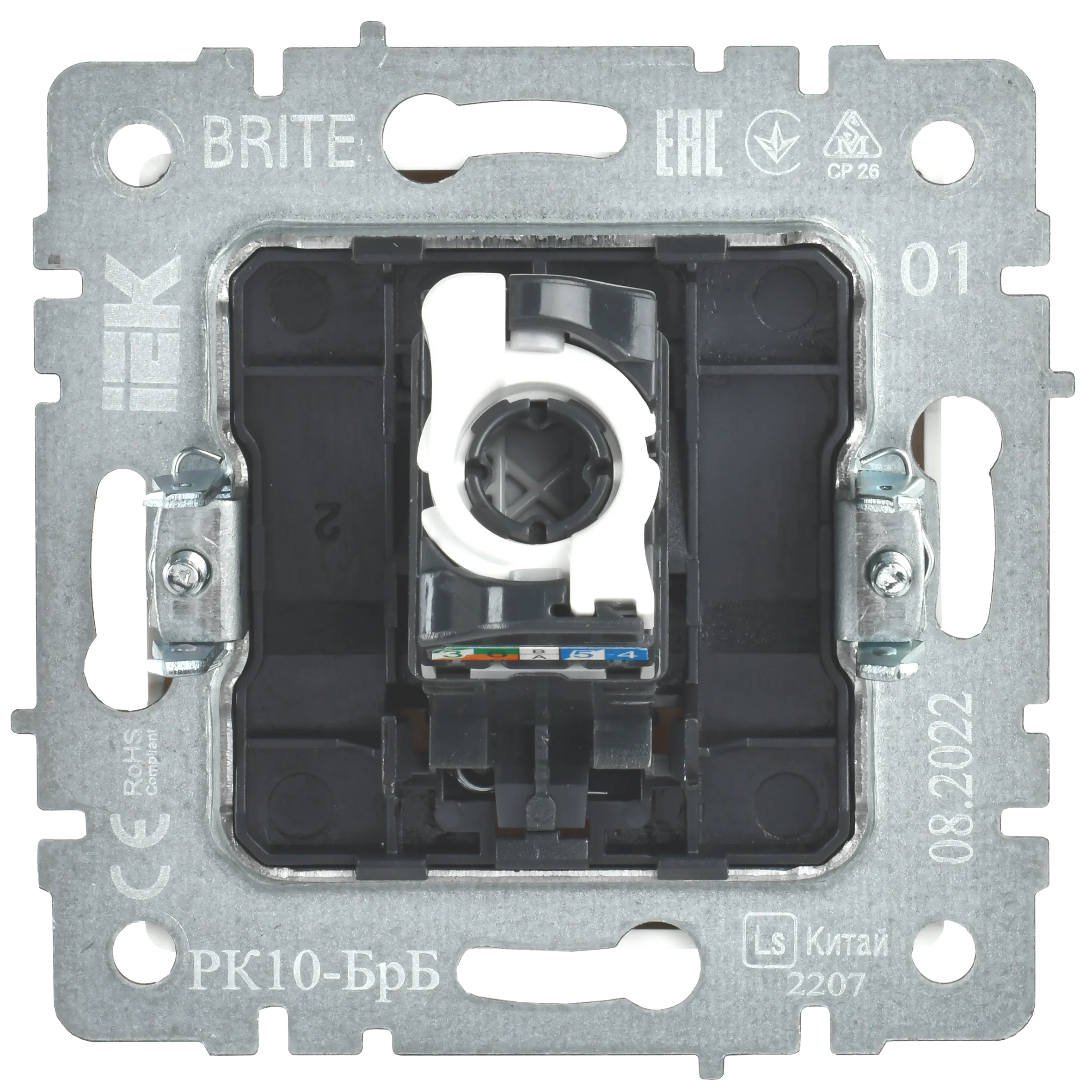 BRITE Розетка компьютерная RJ45 кат.5E РК10-БрБ белый IEK - Фото 7