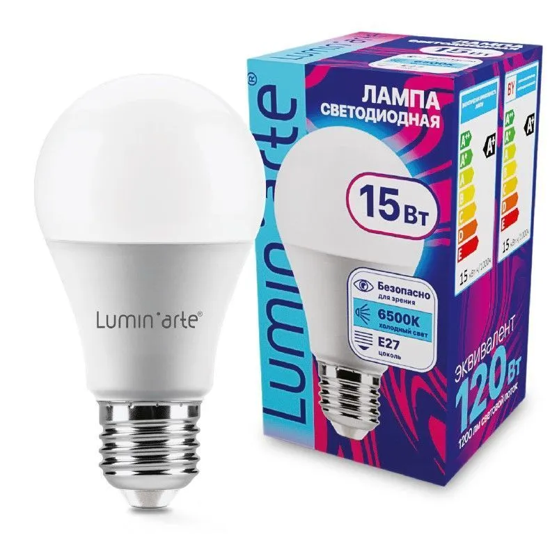Светодиодная лампа Luminarte LSTD-A60-15W6KE27 15Вт 6500K E27