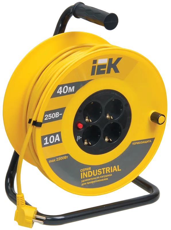 Катушка УК40 4 места с заземлением с термозащитой 3х1,0мм2 "Industrial" 40м IEK