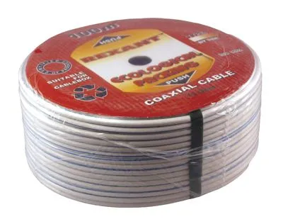Кабель коаксиальный DG-113, Cu/Al/Cu, 75%, 75Ом, 100м, INDOOR, белый REXANT - Фото 2
