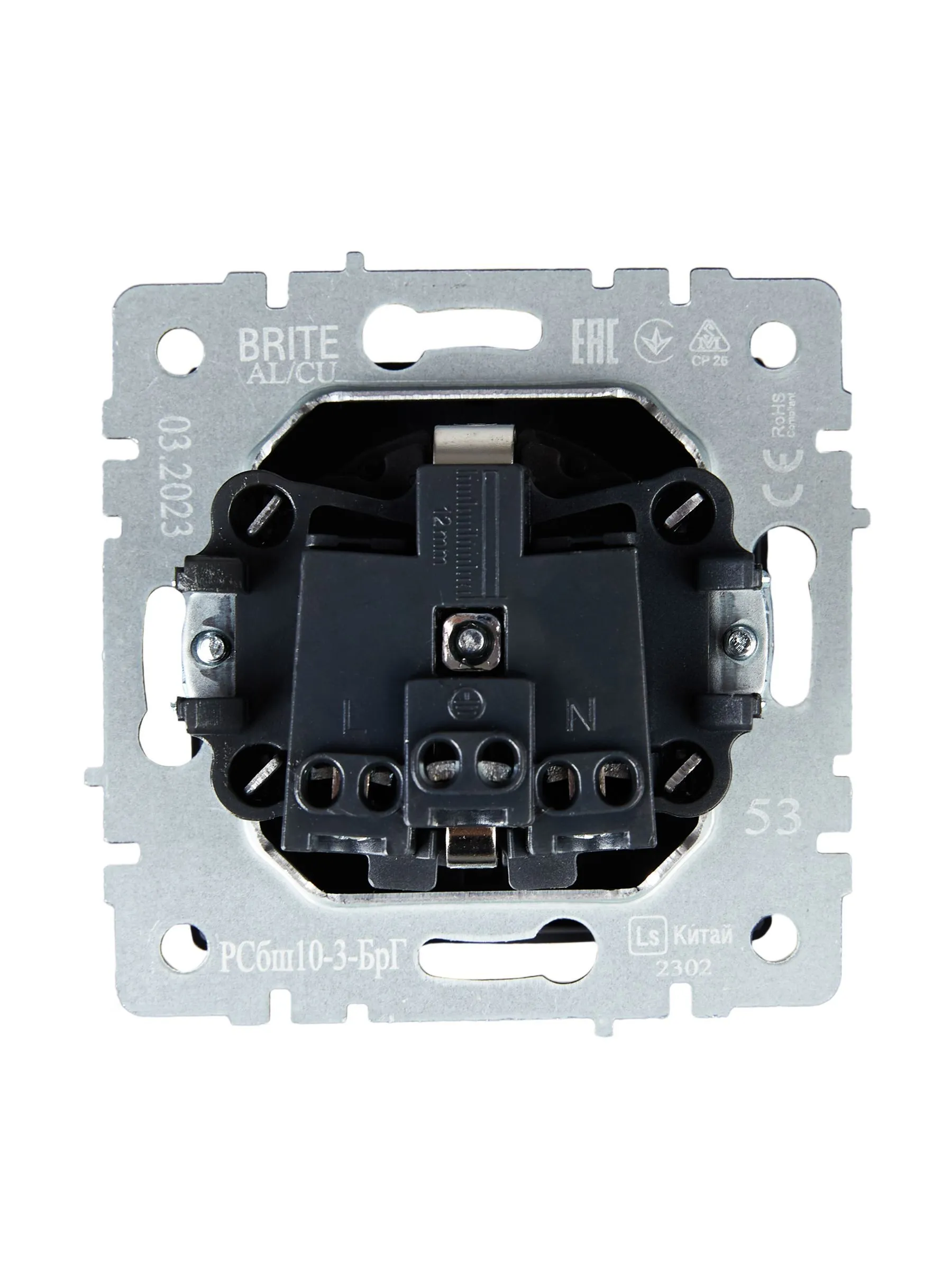 BRITE Розетка 1-местная с заземлением с защитными шторками и крышкой 16А IP20 РСбш10-3-БрГ графит IEK - Фото 2