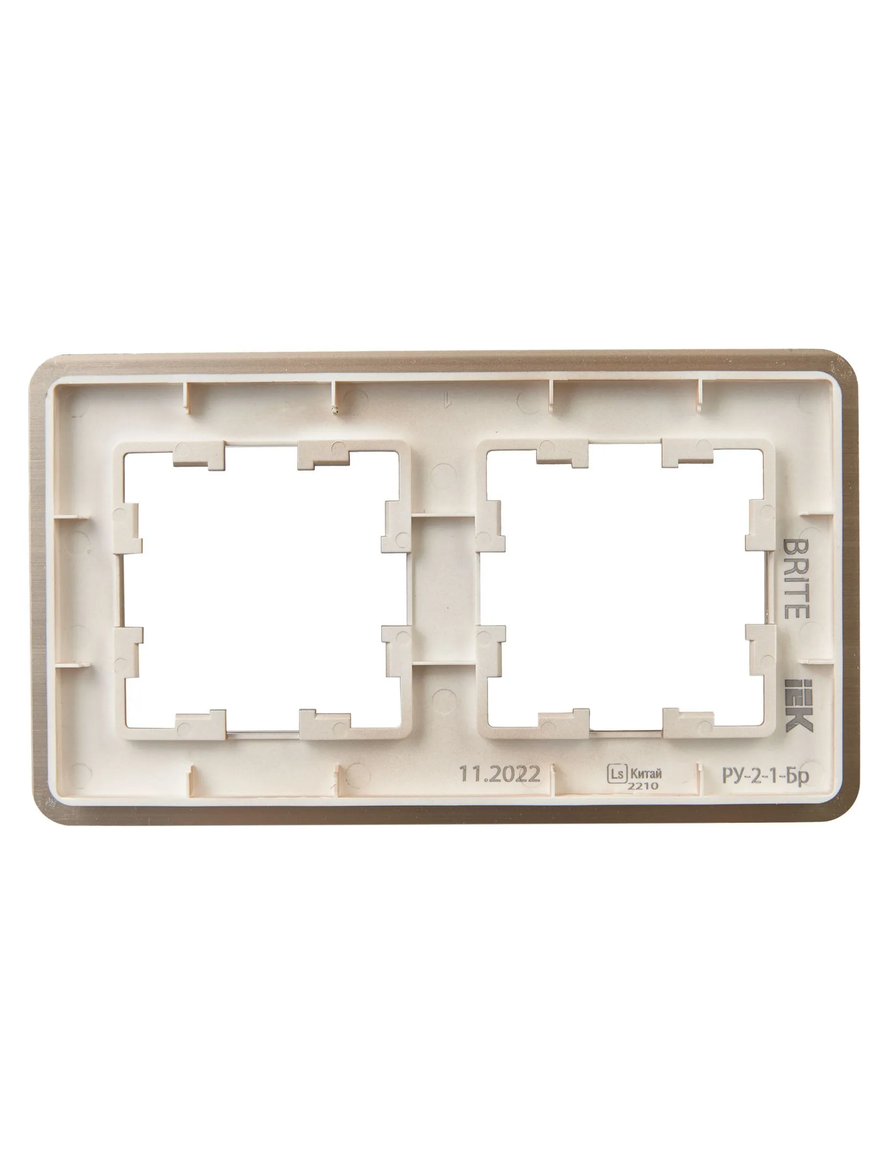 BRITE Рамка 2-местная РУ-2-1-Бр металл шампань RE AL IEK - Фото 4