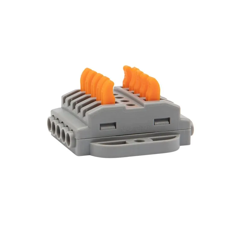 Клемма СМК 222-425P проходная 5 полюсов, с монтажной площадкой (0,08-4 мм²), серая (20 шт./уп.) REXANT - Фото 3