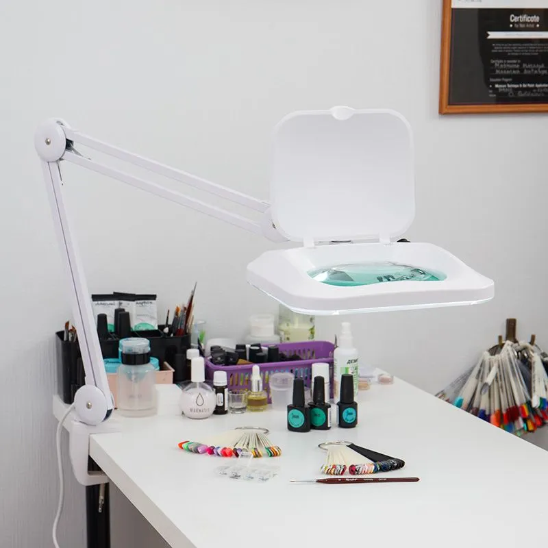 Лупа на струбцине квадратная 5D с подсветкой и крышкой, 150х180мм, белая (6020,ВО) REXANT - Фото 2