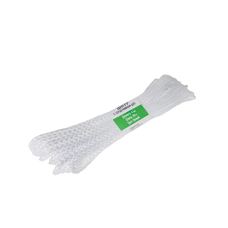 Шнур ∅4 мм с сердечником ШПТ 20 м белый ЧЕТЫРЕ СЕЗОНА