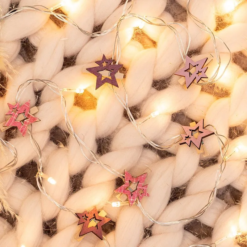 Деревянные прищепки Звездочки 16x4,5x1,3 cм, розовые, 6 шт, NEON-NIGHT - Фото 5