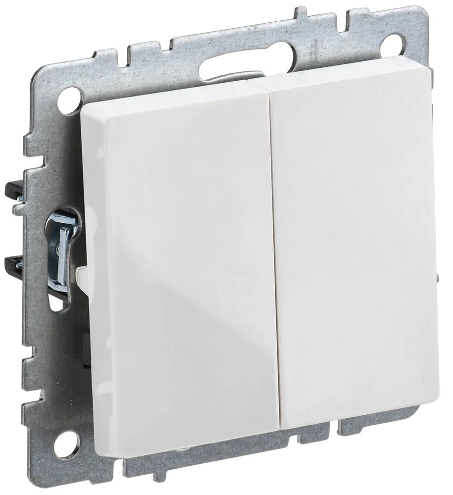 BRITE Выключатель 2-клавишный проходной 10А ВС10-2-6-БрБ белый IEK