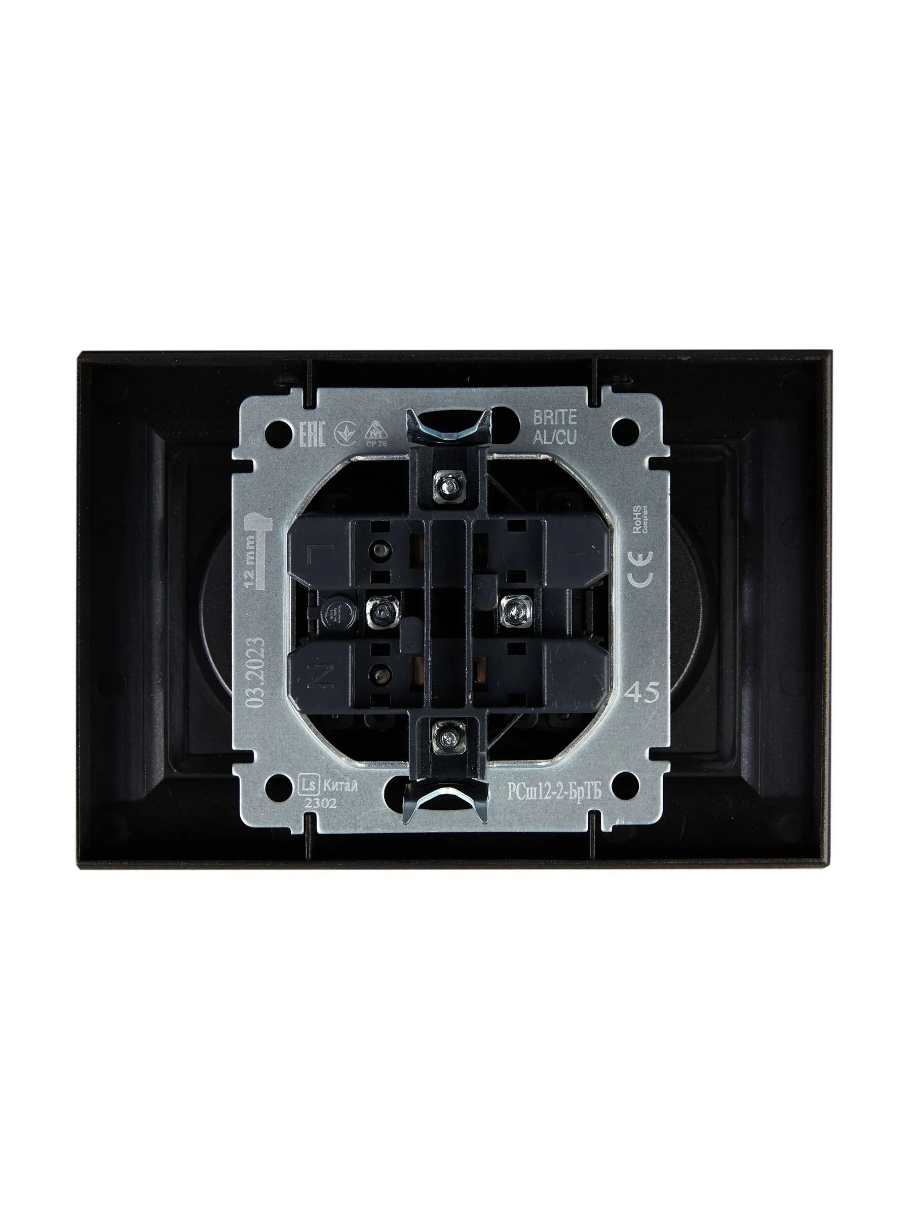 BRITE Розетка 2-местная без заземления с защитными шторками 10А в сборе РСш12-2-БрТБ темная бронза IEK - Фото 6