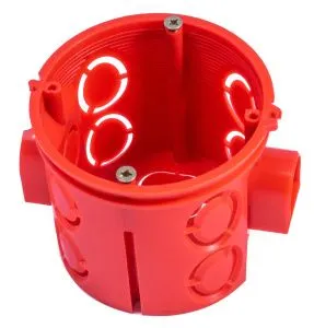 Подрозетник для бетонных стен 68*60 мм блочный с винтами красный DEKRON GX1004