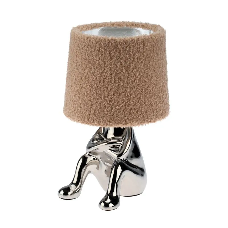 Светильник декоративный Человечек, серебряный с пудровым абажуром, Е27 REXANT