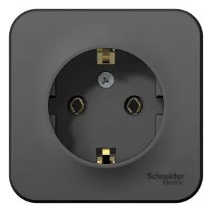 Розетка 1-м ОП Blanca 16А IP20 250В с заземл. без защ. шторок антрацит SE BLNRA010106 1210616