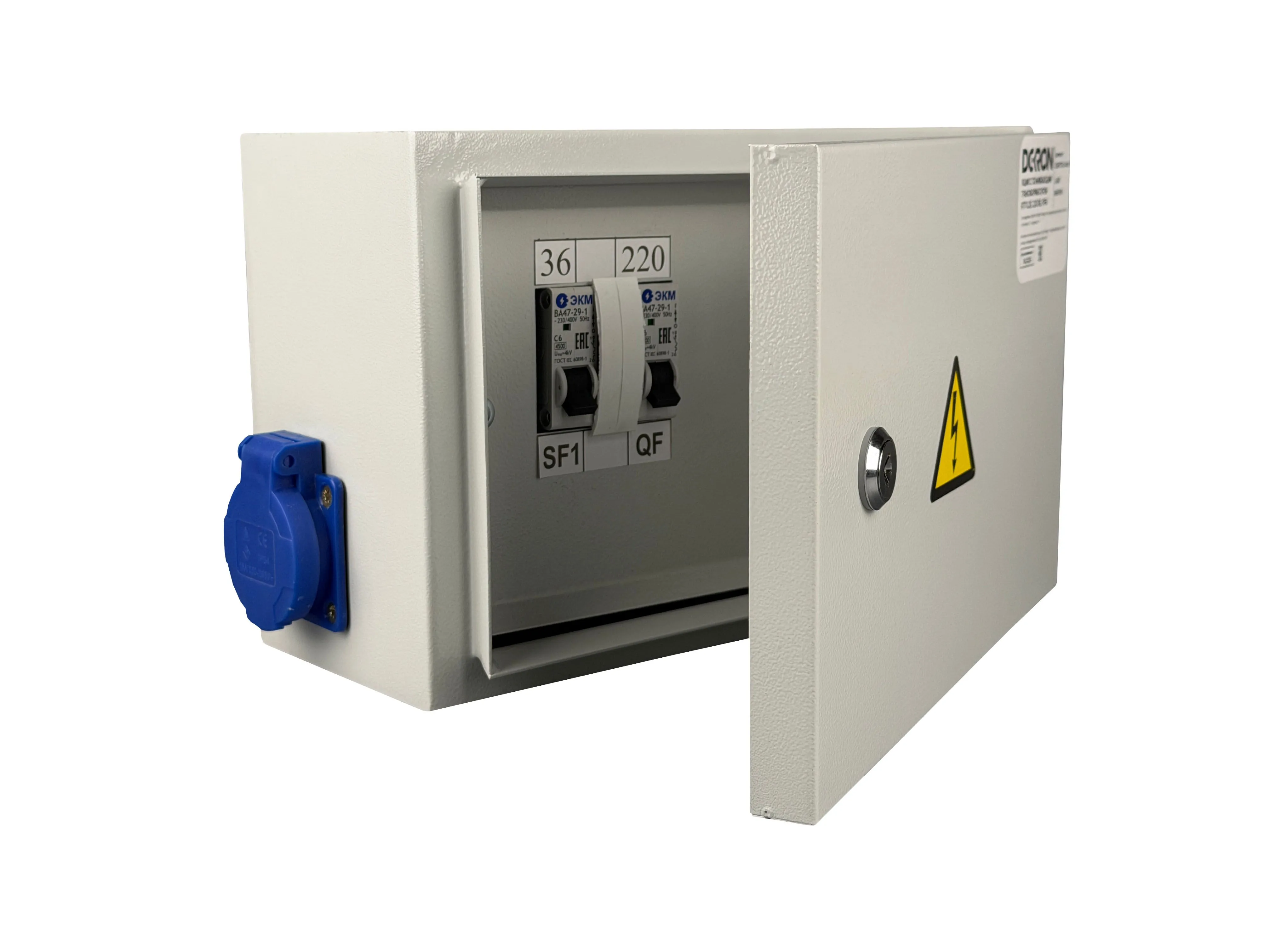 Ящик с понижающим трансформатором ЯТП 0.25 220/36В (2 авт. выкл.) IP54 DEKRON - Фото 2
