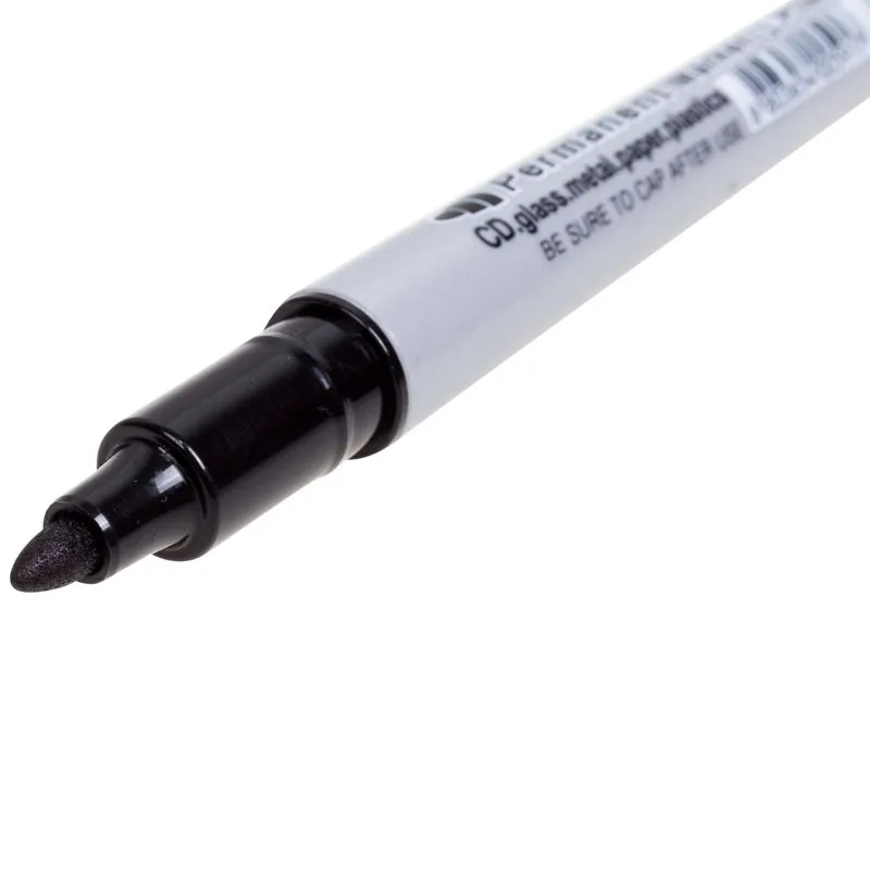 Маркер перманентный двухсторонний Multi Marker Twin 2мм/1мм, черный, пулевидный Crown - Фото 5