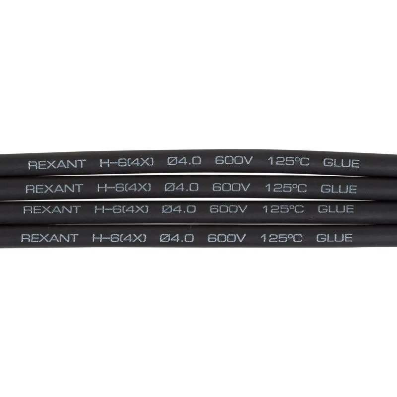 Трубка термоусаживаемая СТТК (4:1) двустенная клеевая 4,0/1,0мм, черная, упаковка 10 шт. по 1м REXANT - Фото 2