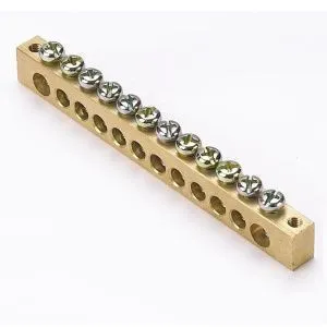 Шина PEN "ноль-земля" (8x12мм) 12 отв. латунь крепеж по краям EKF sn0-125-12-k