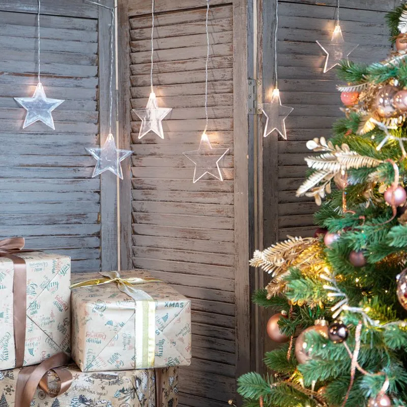 Гирлянда светодиодная Звезды 1,5х0,6 м, прозрачный провод, теплый белый свет свечения NEON-NIGHT - Фото 2