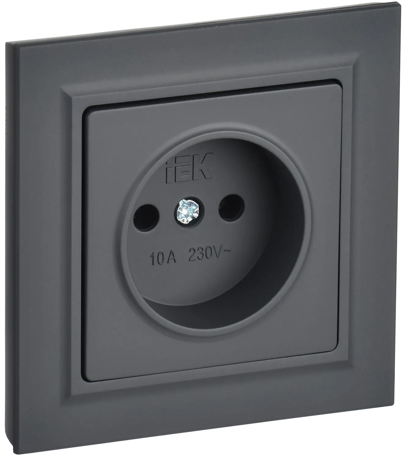 BRITE Розетка 1-местная без заземления без защитных шторок 10А в сб. РСР10-1-0-БрГ графит IEK BR-R10-10-K53-F
