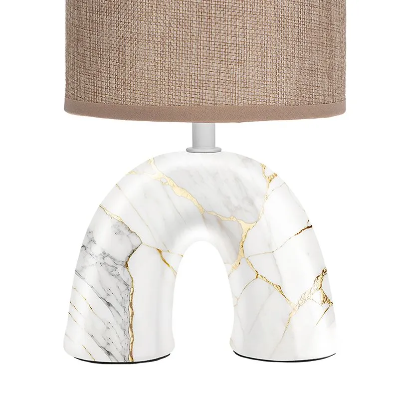 Светильник декоративный настольный Форте, основание дуга под золотой мрамор, бежевый абажур, цоколь Е27, 60Вт REXANT - Фото 2