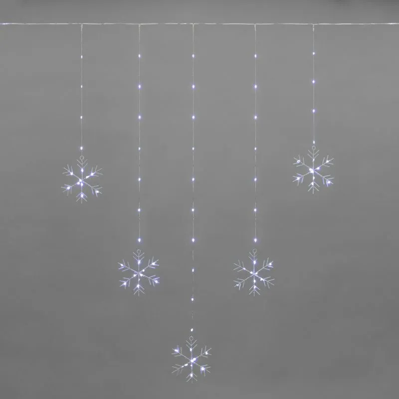Гирлянда Светодиодный занавес из росы с фигурами Снежинок БЕЛЫЙ IP20 USB + пульт управления NEON-NIGHT 315-845