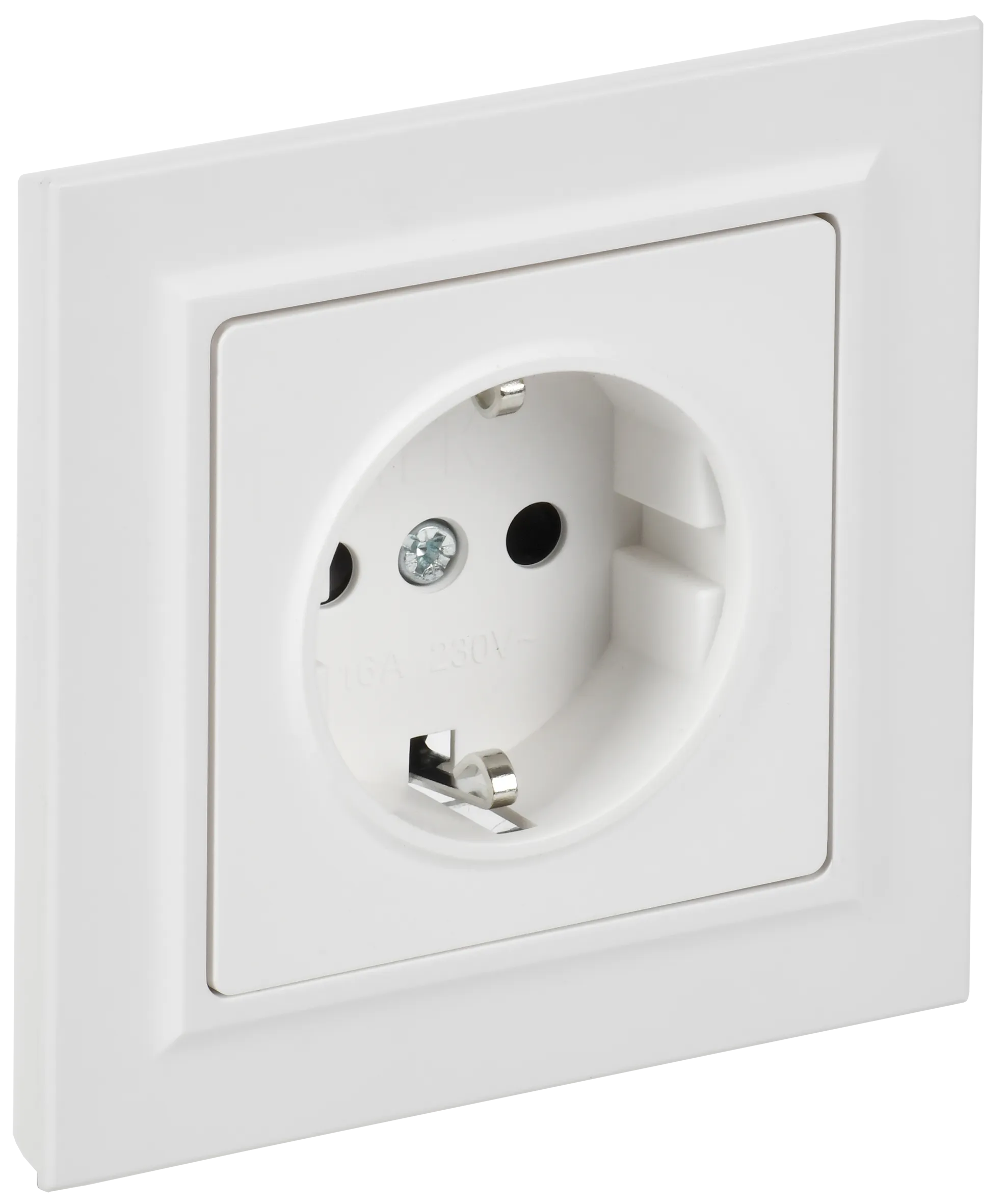 BRITE Розетка 1-местная с заземлением с защитными шторками 16А в сборе РСР14-1-0-БрАБ арктический белый IEK