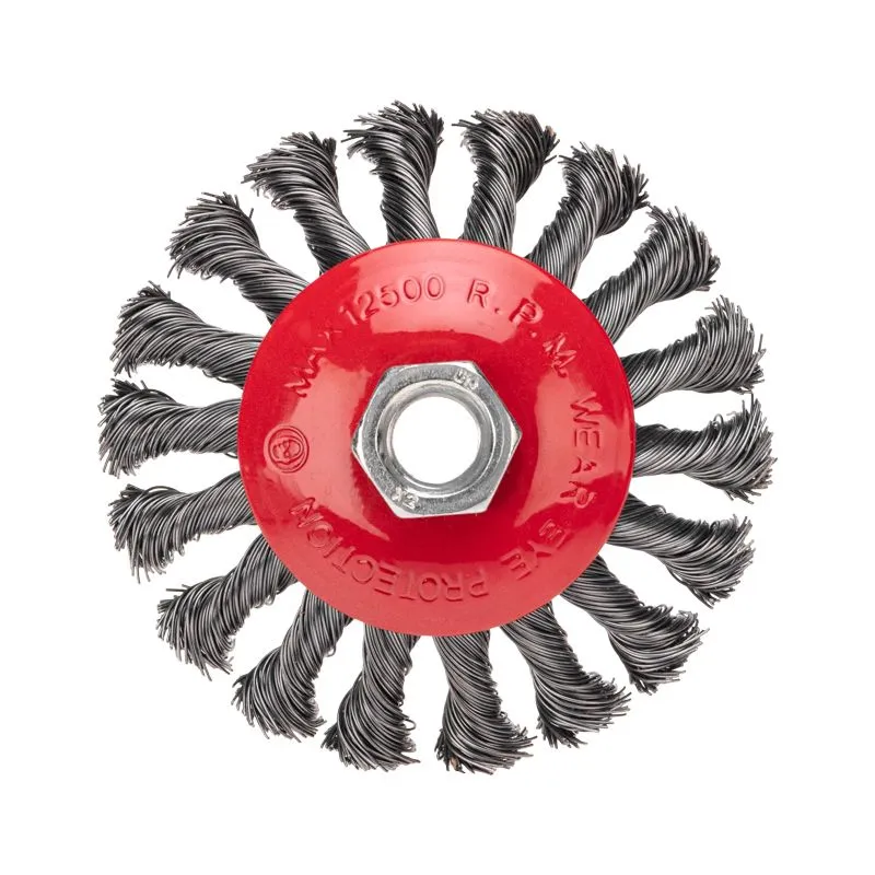 Щетка коническая для УШМ, крученая стальная проволока, 100мм, М14 KRANZ