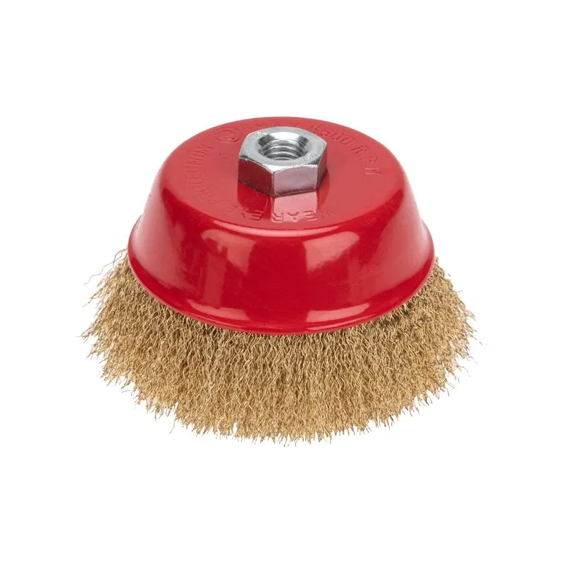 Щетка чашечная для УШМ, витая латунированная проволока, 125мм, М14 KRANZ