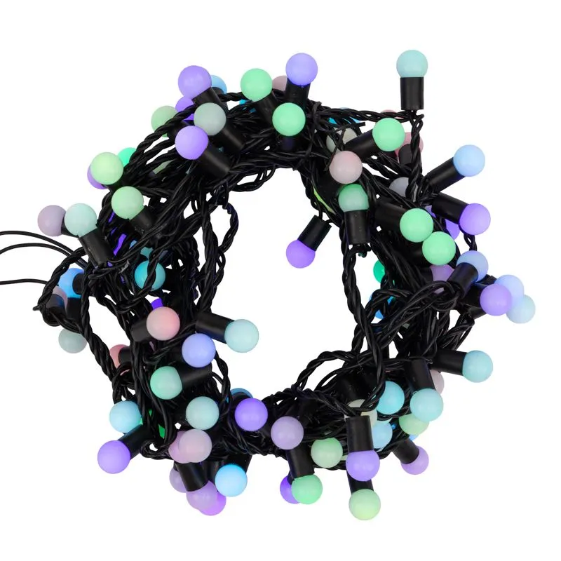 Гирлянда светодиодная Мультишарики Ø17,5мм 10м 100 LED RGB черный ПВХ IP65 быстрая смена цвета 230В нужен блок 303-500 NEON-NIGHT - Фото 2