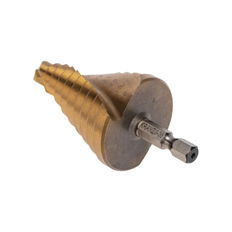 Сверло по металлу ступенчатое ТИТАН 9,0-36,0мм, 110мм, 65 HRC, Р6М5 TiN KRANZ - Фото 3