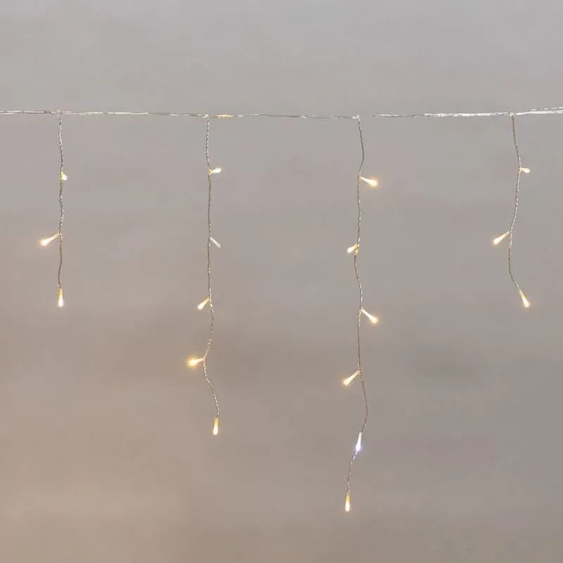 Гирлянда светодиодная Айсикл (бахрома) 25х0,6м, c эффектом мерцания, прозрачный провод, IP44, 230В, диоды ТЕПЛЫЕ БЕЛЫЕ, 588LED NEON-NIGHT 255-596