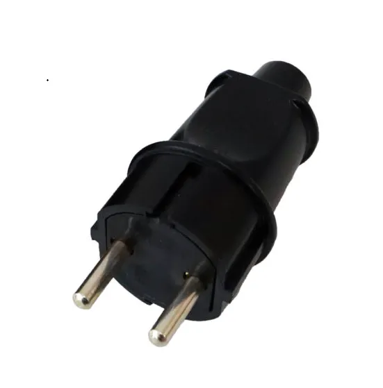 Вилка прямая без заземляющиго контакта IP20, УХЛ4, 250 В, 16А, каучук, черная В16-006ЧК